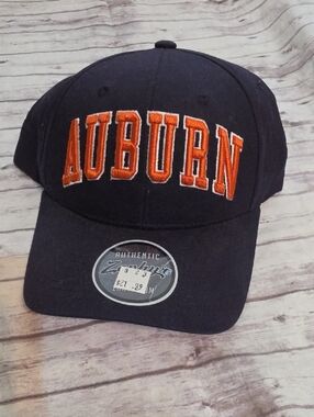 Zephyr Navy Baseball Cap with Orange Auburn Embroidery